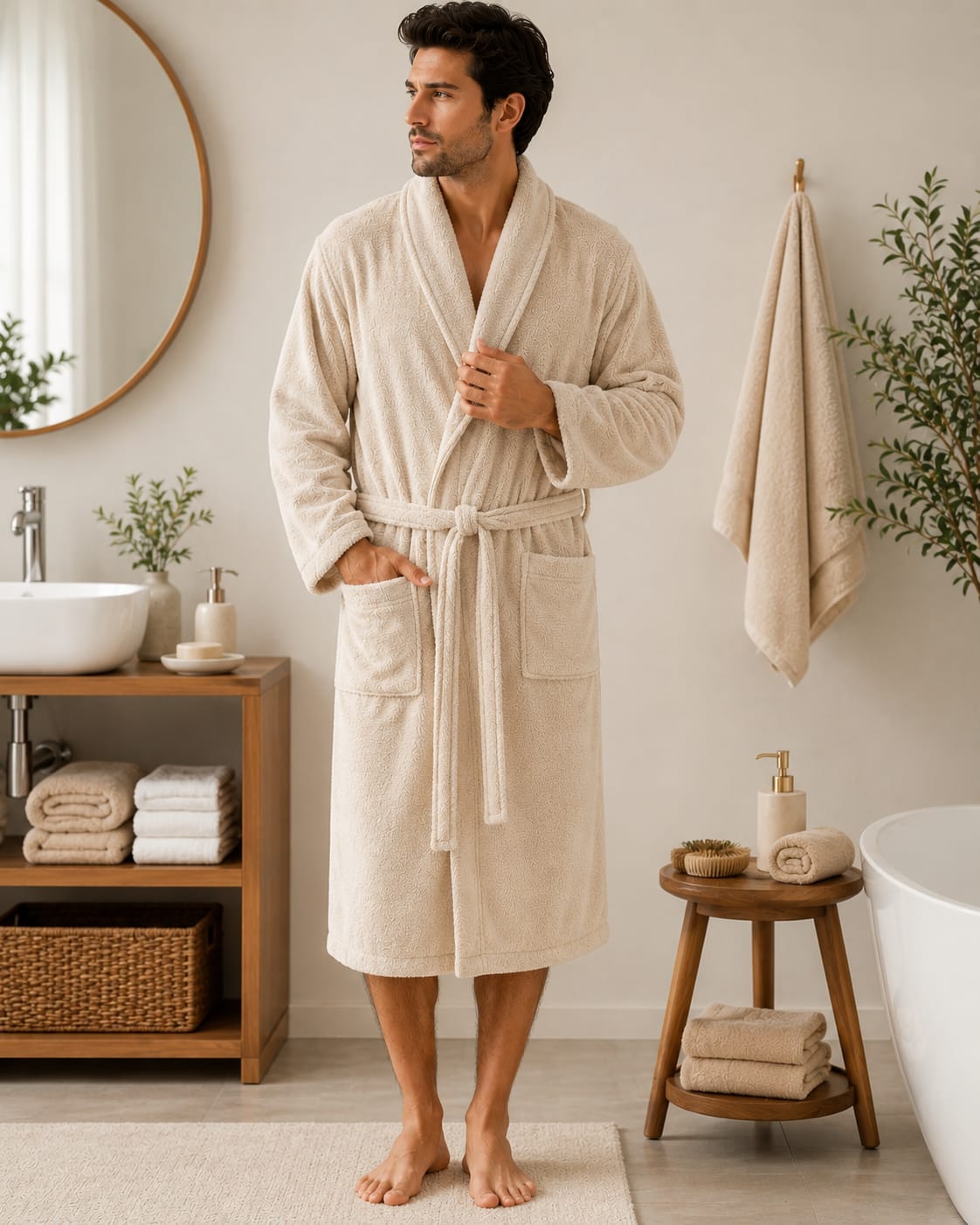 Premium Grey Bathrobe for Men & Women | Soft Luxury Home Robe