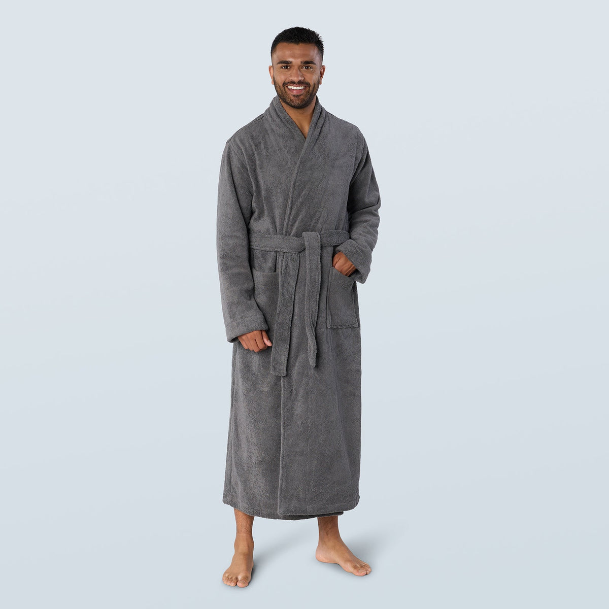 Premium Grey Bathrobe for Men & Women | Soft Luxury Home Robe